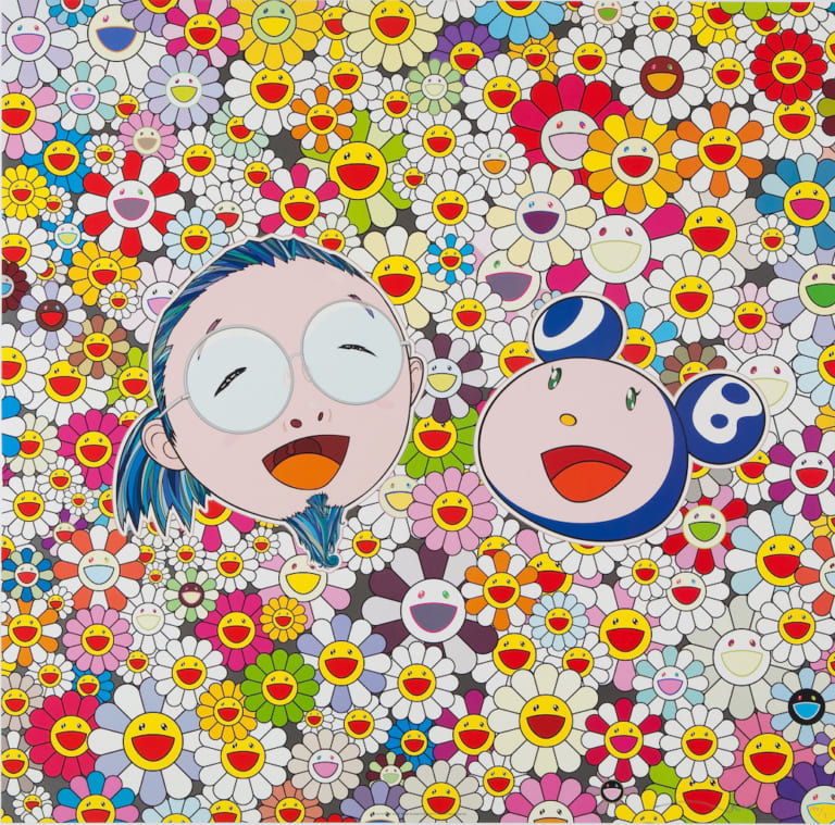 MurakamiFlower #0085 笑顔の女の子 版画 村上隆 - 版画